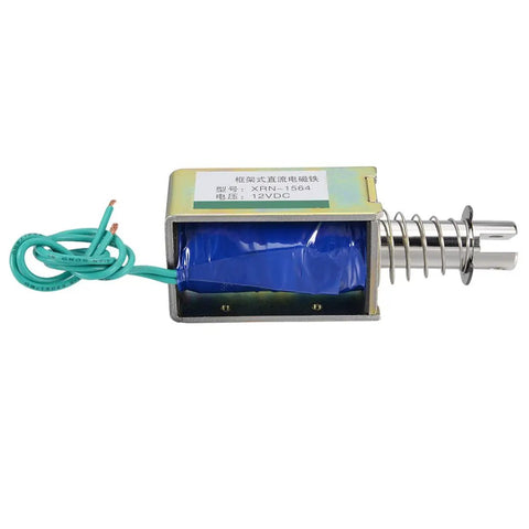 12V DC 60N Pull Type Open Frame Solenoid Electromagnet, 10mm Stroke, Compact Linear Actuator for DIY Projects and Automation, Low Power Consumption, Spring Return, Durable Magnetic Pull for Precise Actuation, open frame with spring