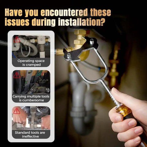 Under Sink Basin Wrench Tool With Seven Interchangeable Heads Pro Grade Plumbing Wrench used in cramped space installation