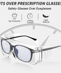 12 Pack Over Eyeglasses Safety Goggles With Anti Fog And Scratch Resistant Lenses ANSI Z87.1 Eye Protection For Lab Work Nurses Workers Architects Contractors And Outdoor DIY fits over prescription glasses.