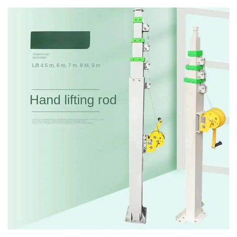 Tough As Nails Telescopic Surveillance Mast Portable Aluminum Tower With Hassle Free Quick Deploy Mounting Rig For Outdoor Cameras Antennas And Lighting Sets Rock Solid Universal Top Kit with hand lifting rod for adjustable height.