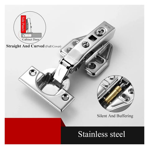 10 Pack Stainless Steel Hydraulic Cabinet Hinges With Dampers Thickened Design Soft Close Full Overlay Heavy Duty