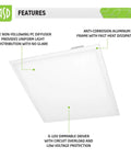 2x2 LED Flat Panel Light Edge Lit Dimmable 27W 3005LM Fixture 4000K Bright White Drop Ceiling Recessed Troffer Lighting For Office UL DLC 2 Pack Pro Grade Anti Corrosion Aluminum Frame Heat Dissipation features