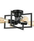 4 Light Matte Black Sputnik Style Semi Flush Mount Ceiling Light With E26 Base Industrial Lit Ceiling Fixture For Farmhouse
