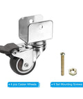 1.5 Inch Swivel Caster Wheels With 1 Inch U Bracket Four Pack Mute Casters With Brake For Cabinets Furniture And Tables Total Load 132 Lbs 60 Kg TPR Wheel And Mounting Hardware Included, showing wheel and mounting hardware.