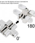 180 Degree Zinc Alloy Concealed Hinge for Folding Doors with smooth 0° and 180° positions shown
