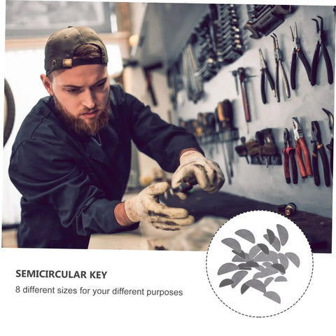 Mechanic using 80 Piece Stainless Steel Woodruff Keys Set Beefy Semicircle Fasteners Key Stock 8 Sizes For Machinery And DIY Projects