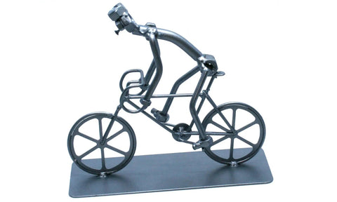 Handmade Bike Sculpture Gift For Men A Welded Bicycle Nut And Bolt Figurine For Desk Decor Modern Metal Desktop Statue