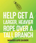 16 Ounce Arborist Throw Weight Bag With Rope Launcher And 150 Feet Throw Line Kit in green on gradient background