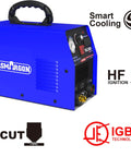 Front view of 65 Amp Plasma Cutter Workhorse With Dual Voltage 110V 220V IGBT Inverter Pro Grade Cutting Machine.