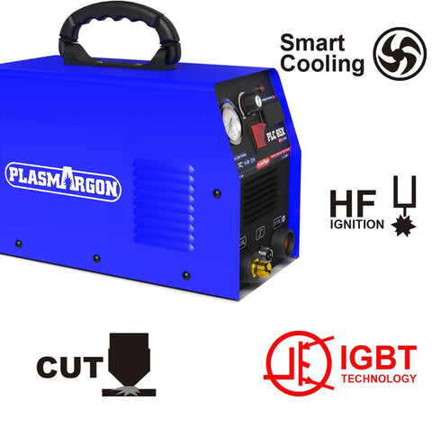 Front view of 65 Amp Plasma Cutter Workhorse With Dual Voltage 110V 220V IGBT Inverter Pro Grade Cutting Machine.