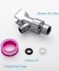 Adjustable Shower Arm Mount for Handheld Shower Head With Brass Ball Joint and 360 Degree Rotation, chrome finish, with gaskets and seal tape