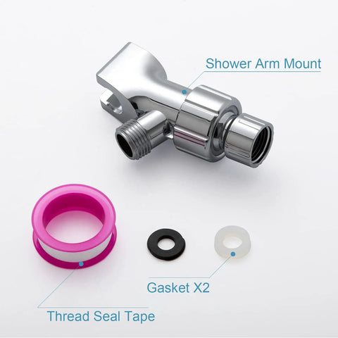 Adjustable Shower Arm Mount for Handheld Shower Head With Brass Ball Joint and 360 Degree Rotation, chrome finish, with gaskets and seal tape