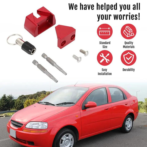 Heavy Duty Aluminum OBD Port Lock With Security Screw Tool Kit, red locks and key, car safety equipment for hackers protection.