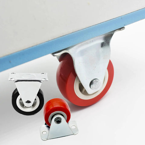 1.5 Inch Rigid No Swivel Plate Caster Wheels For Furniture And Workbenches Hard Rubber Wheels With Six Pack Screws Included