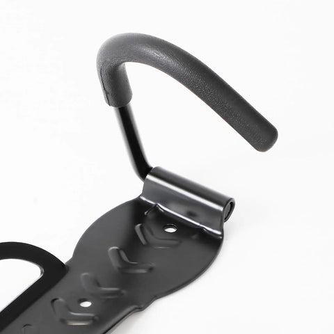 Heavy Duty Vertical Bike Rack Wall Mount close-up showing steel hook for garage space saving indoor bike holder holds road mountain hybrid bikes
