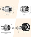 Stainless Steel Pressure Washer Adapter Set Eight Pieces With Quick Connect Fittings For Hoses And Sprayers Durable Corrosion Resistant Easy Snap On Connectors For Fast No Fuss Cleaning Projects Go To Gear, assorted adapters with inch dimensions