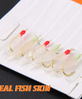 Glow In The Dark Saltwater Fishing Bait Rig Set 15 Pack With Real Fish Skin Sharp Hooks And Durable Swivels for mackerel fishing