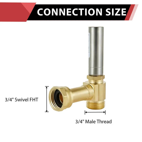 Two Pack Angle Stainless Steel Water Hammer Arrestors For Washing Machines 3/4 In Swivel FHT X 3/4 In MHT Up To 250 PSI Easy Install