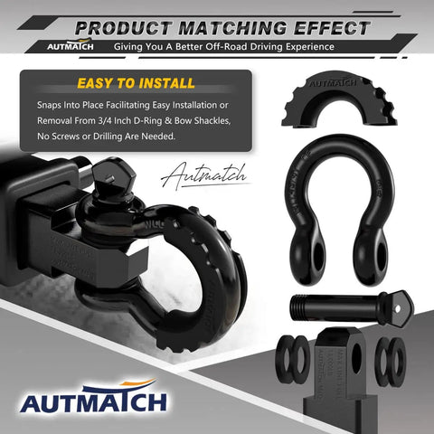 D Ring Shackle Isolators And Washers Kit For 3/4 Inch Shackles, Includes 2 Rubber Isolators And 8 Washers, Easy Install