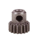 Close-up of metal 17T pinion gear from RC 64T Main Gear And 17T Pinion Gear Set for 1Tenth Scale Monster Trucks, 5mm hole visible