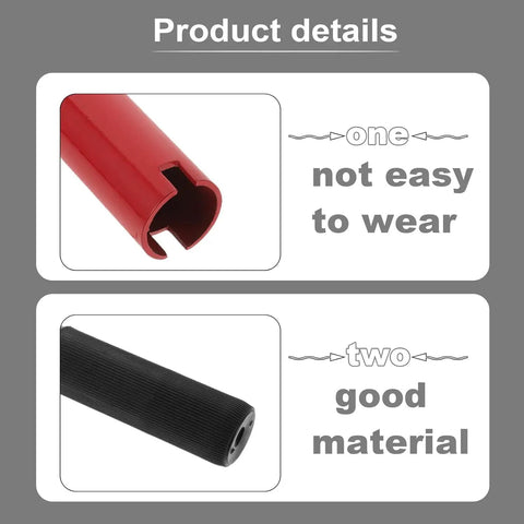 Heavy Duty Floor Jack Handle Replacement Built Like A Tank With Rock Solid Non Slip Grip Fits 20 To 32 Ton Hydraulic Car Jacks Compact Red Steel Lifting Bar No Sweat close-up of red and black lifting bar detailing material and grip