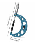 Generic Digital Gauge Precision Caliper Tool Electronic Screen Measurement Device Sturdy Body Construction Knurled Thimble Design Suitable for Workshop Home, Industrial Model 75-100MM, blue, size 75mm, shown with measurements.