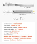 Dimensions and specifications of Beefy Heavy Duty 24 Inch Drawer Slides Pair With Locking 250 Lb Capacity Side Mount Ball Bearing Full Extension