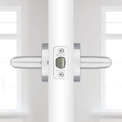 Interior Privacy Door Handle With Lock For Bedroom And Bathroom Polished Chrome Lever Reversible Keyless Push Button Privacy Lock