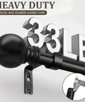 Heavy Duty Black Curtain Rods 72 To 144 Inches 1 Inch Diameter Adjustable Extra Long Blackout Traverse Window Rods