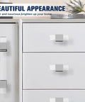 10 Pack Modern Acrylic Cabinet Handles With Clear Square Tube And Polished Chrome Base installed on white drawers
