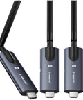 Wireless HDMI Transmitter And Receiver Kit With Aluminum Alloy Body, 5GHz Range Up To 656 Feet, 1080P At 60Hz, 1TX Plus 2RX