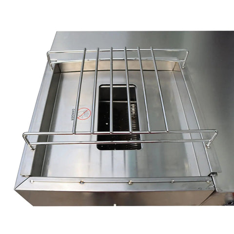 Top view of Industrial Dual-Motor Shredded Meat Cutting Machine with safety grill, stainless steel exterior, heavy-duty design.