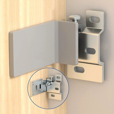 Beefy Heavy Duty L Bracket Carrier Plate For Wall Cabinets And Heavy Furniture Installation with concealed screws and sliding cover close-up