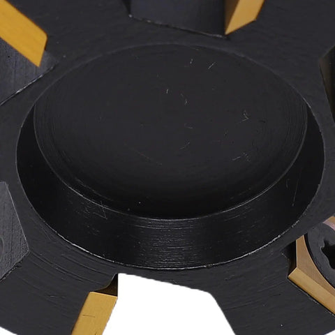 Top Tier 2 Inch Slab Flattening Router Bit Featuring Six Durable Carbide Inserts With A 1/2 Inch Shank close-up view showing carbide insert details.