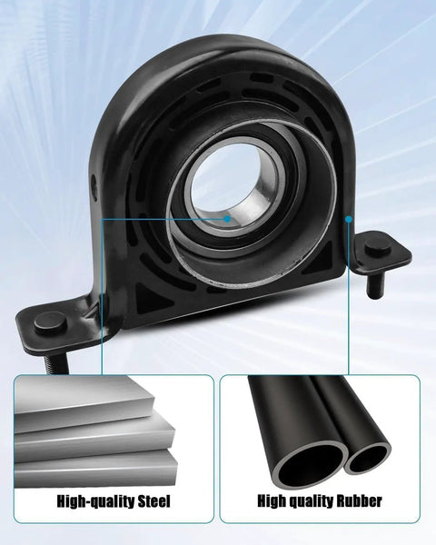 Center Driveshaft Center Support Bearing For Chevy Silverado And Avalanche Fits 2002 To 2010 Classic And Modern Models Heavy Duty Replacement With Easy Install Perfect For Silverado 1500 1500HD 2500 And Avalanche 2002 To 2010. black steel and rubber center support bearing with mounting brackets