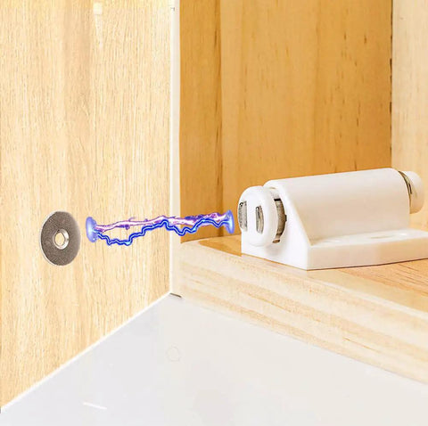 Magnetic Touch Latch 4 Pack For Push Open Cabinet Doors And RV Drawers, Closet And Cupboard Storage, 5 Lb Pull Strength, Ivory White
