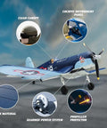 Brushless 4CH RC Plane F4U Corsair with detailed gyro stabilization features and 500mm wingspan, showcasing cockpit and canopy.