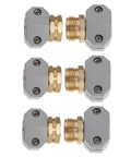 Top Quality Garden Hose Repair Kit featuring 3 Sets Of Durable Aluminum Alloy Connectors That Fight Rust And Stop Leaks For Sturdy Outdoor Water Setup. These Flexible Brass Fittings Make Easy Work Of Fixing Leaky Hoses Fast So You Can Get Back To brass and gray hose repair connectors, 3 sets
