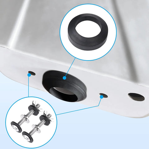 toilet repair bolt and gasket kit with stainless steel bolts and high density foam gasket for leakproof installation