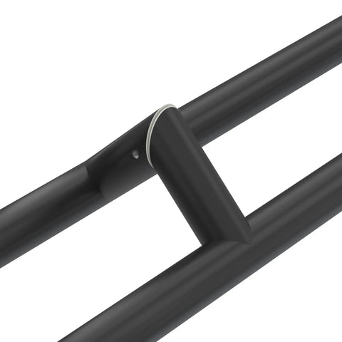 Offset Double Sided Door Pull Handle Built To Last In Matte Black 48 Inch Length 304 Stainless Steel Round Bar Ladder Style Push Pull For Heavy Duty High Traffic Entrances, close-up