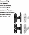 Premium Aluminum Sliding Barn Door Lock Featuring 90 Degree Flip Security Latch, displaying black and silver finishes for durability.