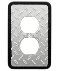 Diamond Plate Single Toggle Switch Wall Plate 1 Gang ETL Certified Decorative Light Switch Cover easy install chrome steel
