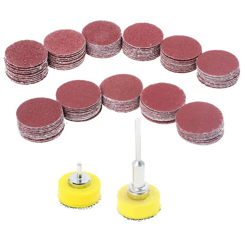 110 Piece 1 Inch Sanding Discs Set With 2 Mandrels And Hook And Loop Shank Pads 40 To 600 Grit Polishing Kit For Rotary Tool Or Drill Use On Wood Metal And Plastic