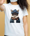 Six Piece Street Style Cat Iron On Transfers For T Shirts And Hoodies Colorful DTF Ready To Press Heat Transfer Stickers