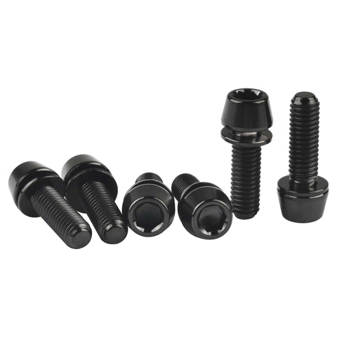 Titanium M5x16mm Hex Allen Bike Stem Bolts With Washer Black Finish 6 Pack Ride Ready Pro Grade 5 6Al4V High Strength