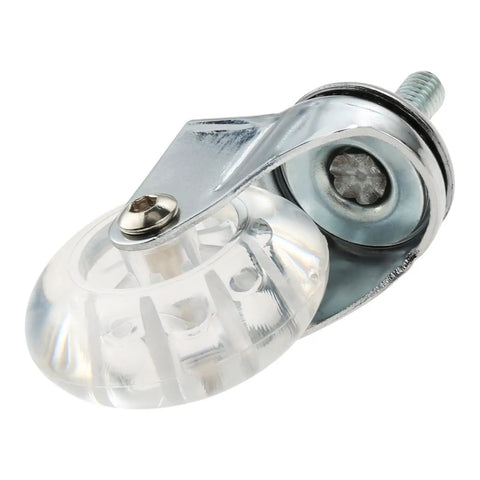 Slick Clear Pu Office Chair Casters Running Heavy Duty Silent Brakes With A Screw Threaded Stem close-up view of a caster wheel.
