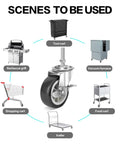 Beefy Three Inch Heavy Duty Stem Casters With Brakes Set Of Four Swivel Wheels For Carts And Equipment usage diagram
