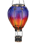 Purple Solar Hot Air Balloon Lantern Hanging LED Lit Outdoor Light For Garden Patio And Pathway Waterproof Portable Decorative Lamp Made Of Metal And Glass