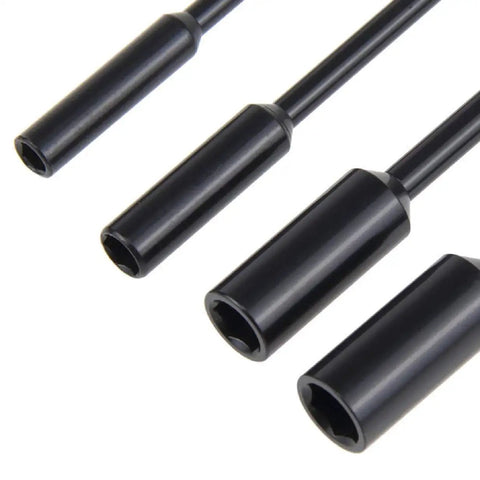 Close-up of 4 Piece Hex Nut Key Socket Set For RC Hobbyists Cars Trucks Boats And Planes Includes 4.0mm 5.5mm 7.0mm 8.0mm sockets