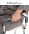 Soft padded handles on Heavy Duty Bariatric Shower Chair for Inside Shower with 300 Lb Capacity Extra Wide Bath Bench.